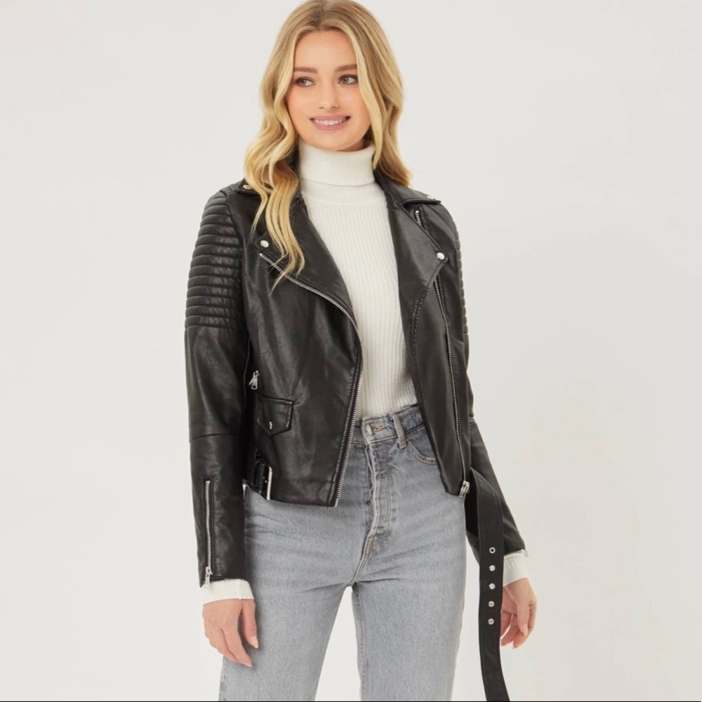 Black MOTO Jacket vegan leather